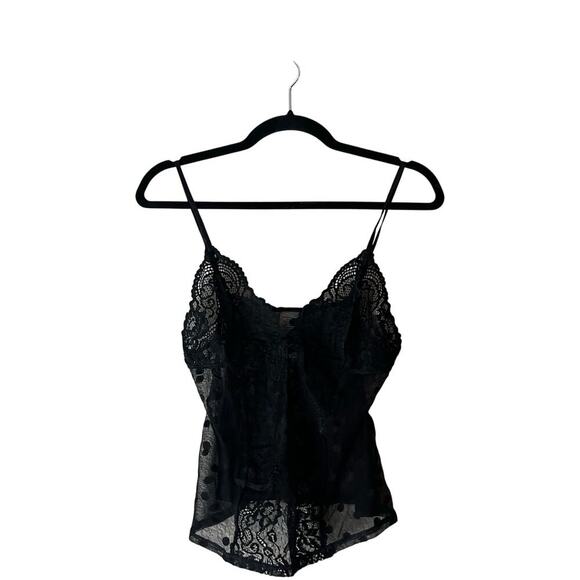 In Bloom Lace Polka Dot Camisole Tank Top Black Medium - Picture 1 of 7